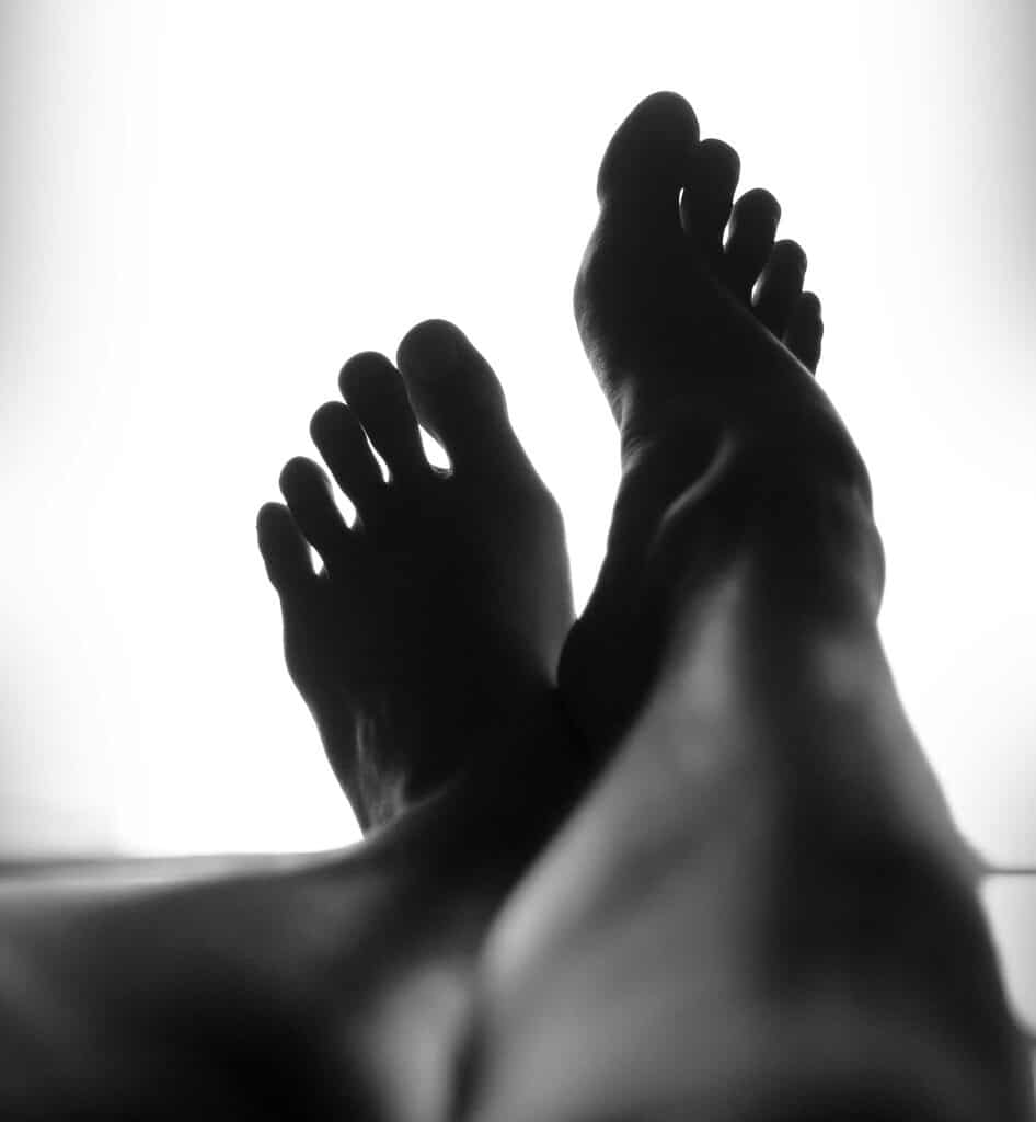 Black white photo of feet